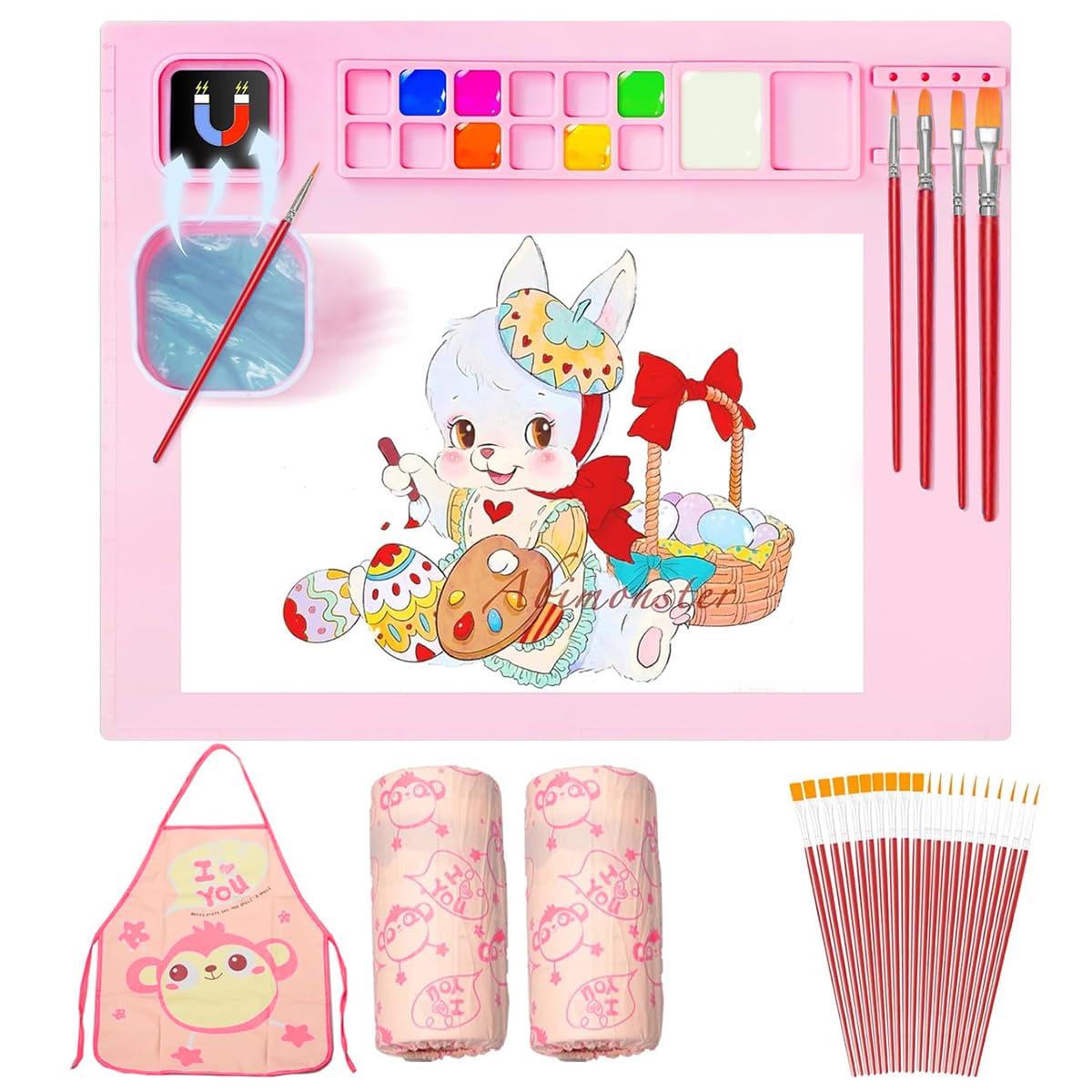 HASTHIP 50*40cm Silicone Craft Mat Kit for Painting, Play Doh and Clay for Kids, Non-Stick Multipurpose Silicone Sheet with with 1x Apron, 1 Pair Oversleeve, 20pcs Brushes, Childrens Day Gift HASTHIP 50*40cm Silicone Craft Mat Kit for Painting, Play Doh and Clay for Kids, Non-Stick Multipurpose Silicone Sheet with with 1x Apron, 1 Pair Oversleeve, 20pcs Brushes, Childrens Day Gift
